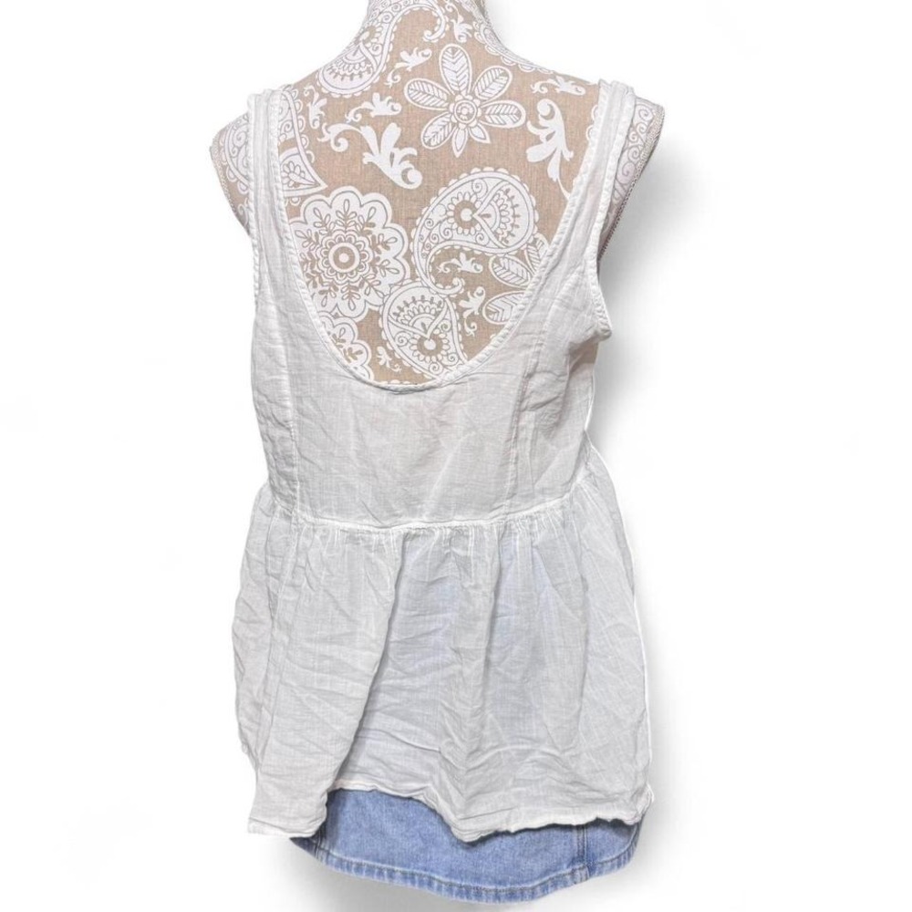American Eagle White Cotton Peplum Babydoll Top M Cottagecore Boho - Picture 4 of 6